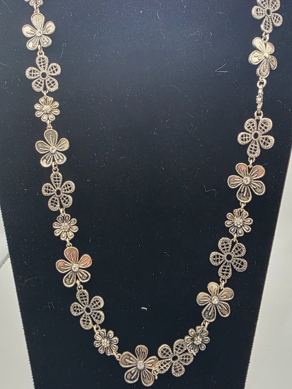 Premier Designs Daisy Chain Long Floral Rhinestone Necklace